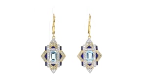 3.30 ct. t.w. London Blue, Sky Blue and White Topaz Drop Earrings with Blue Enamel in 18kt Gold Over Sterling