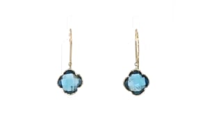 Italian 3.60 ct. t.w. London Blue Topaz Clover Drop Earrings in 14kt Yellow Gold