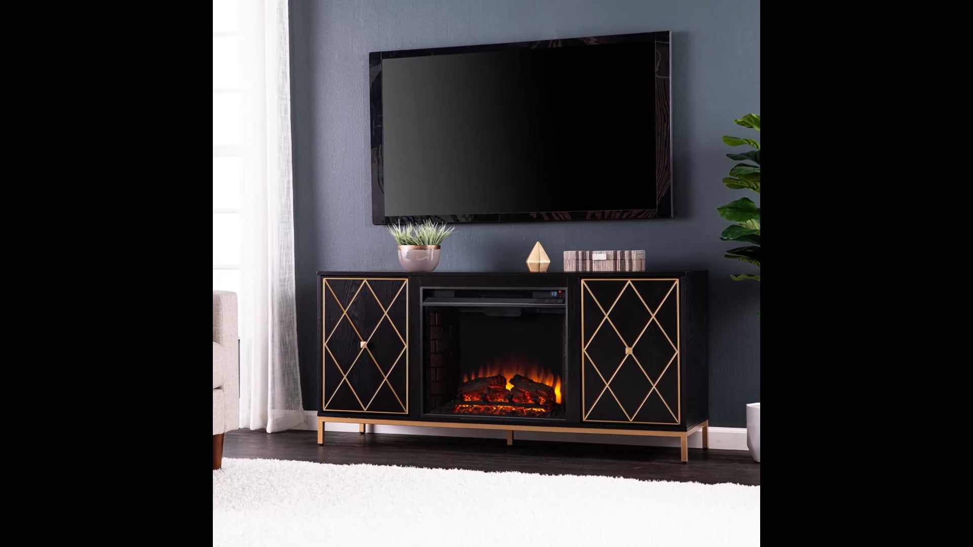 Crewe Electric Fireplace With Media Storage Contemporary Entertainment Centers And Tv Stands