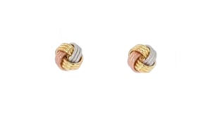 Italian 14kt Tri-Colored Gold Love Knot Earrings