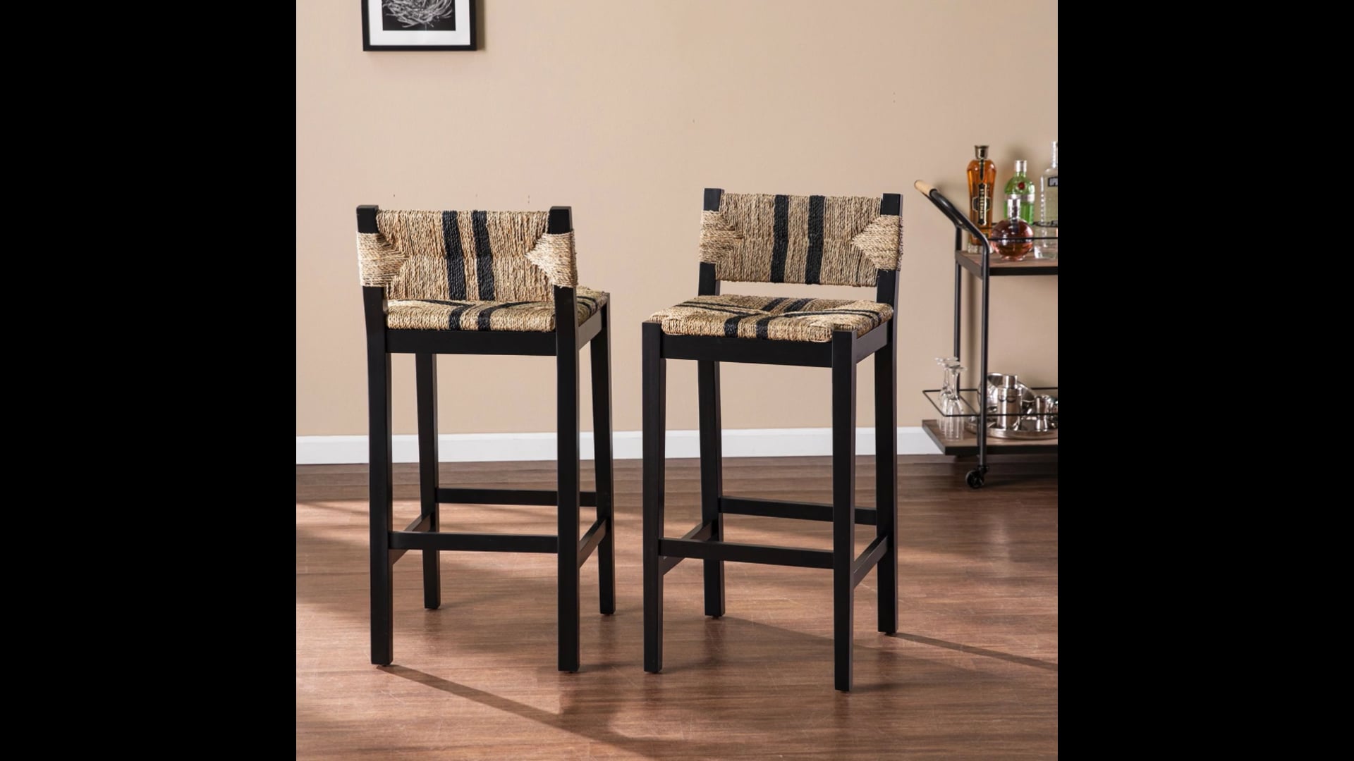 Kevin Seagrass Barstools 2Piece Set Beach Style Bar Stools And
