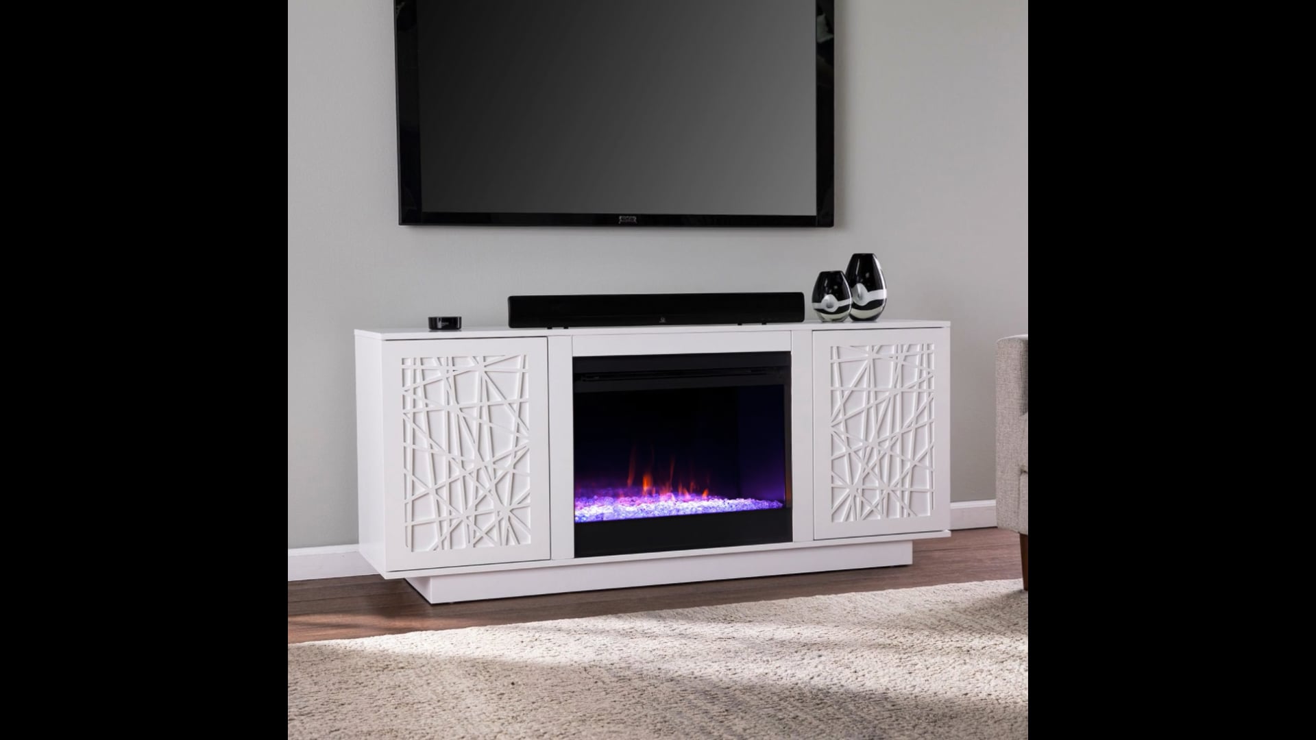 Waltenson Color Changing Fireplace With Media Storage