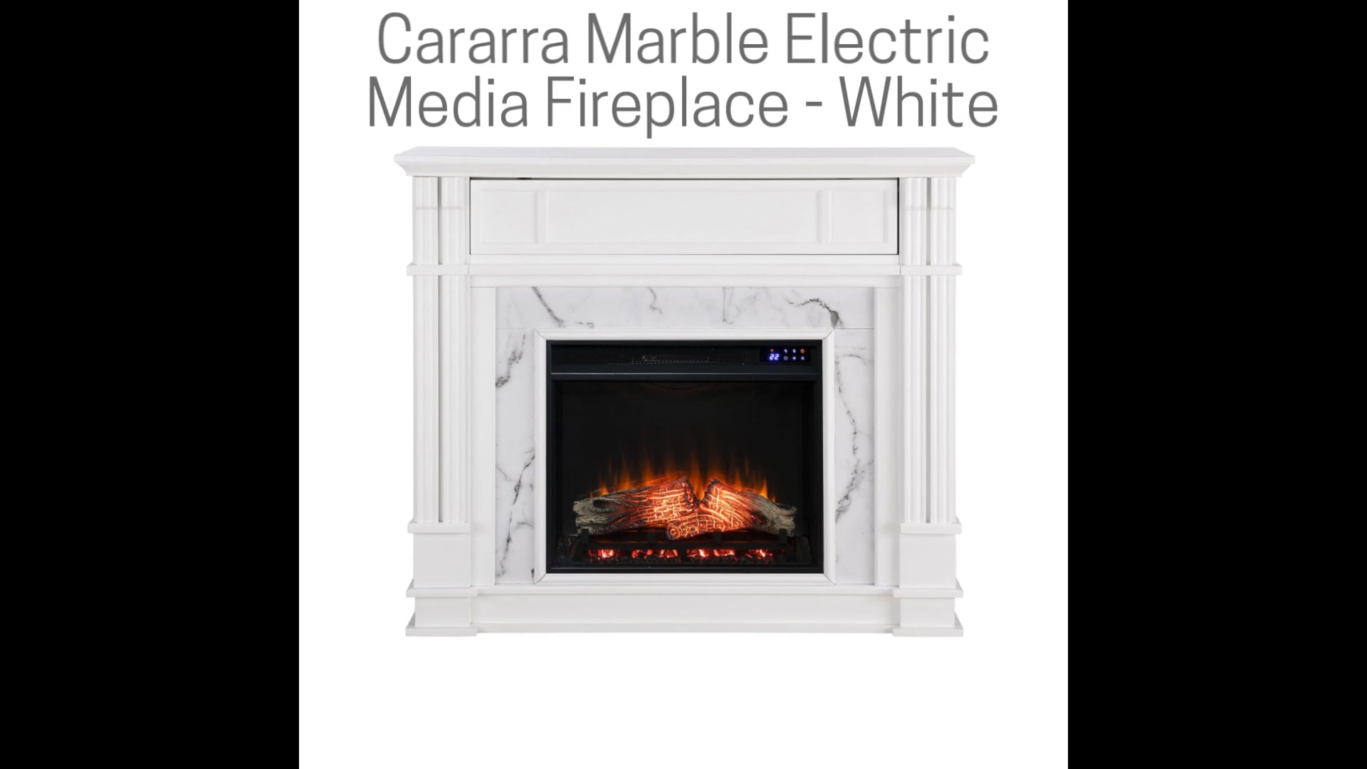 Rickby Faux Cararra Marble Electric Media Fireplace, White