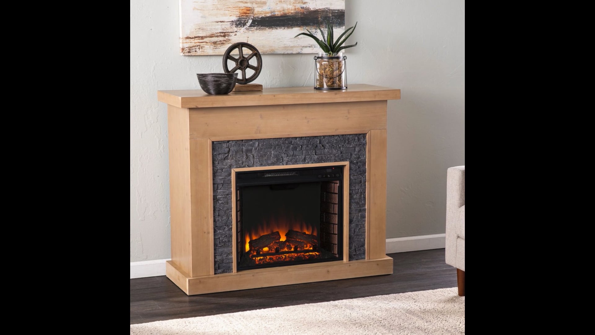 Adalyn Electric Fireplace With Faux Stone Surround