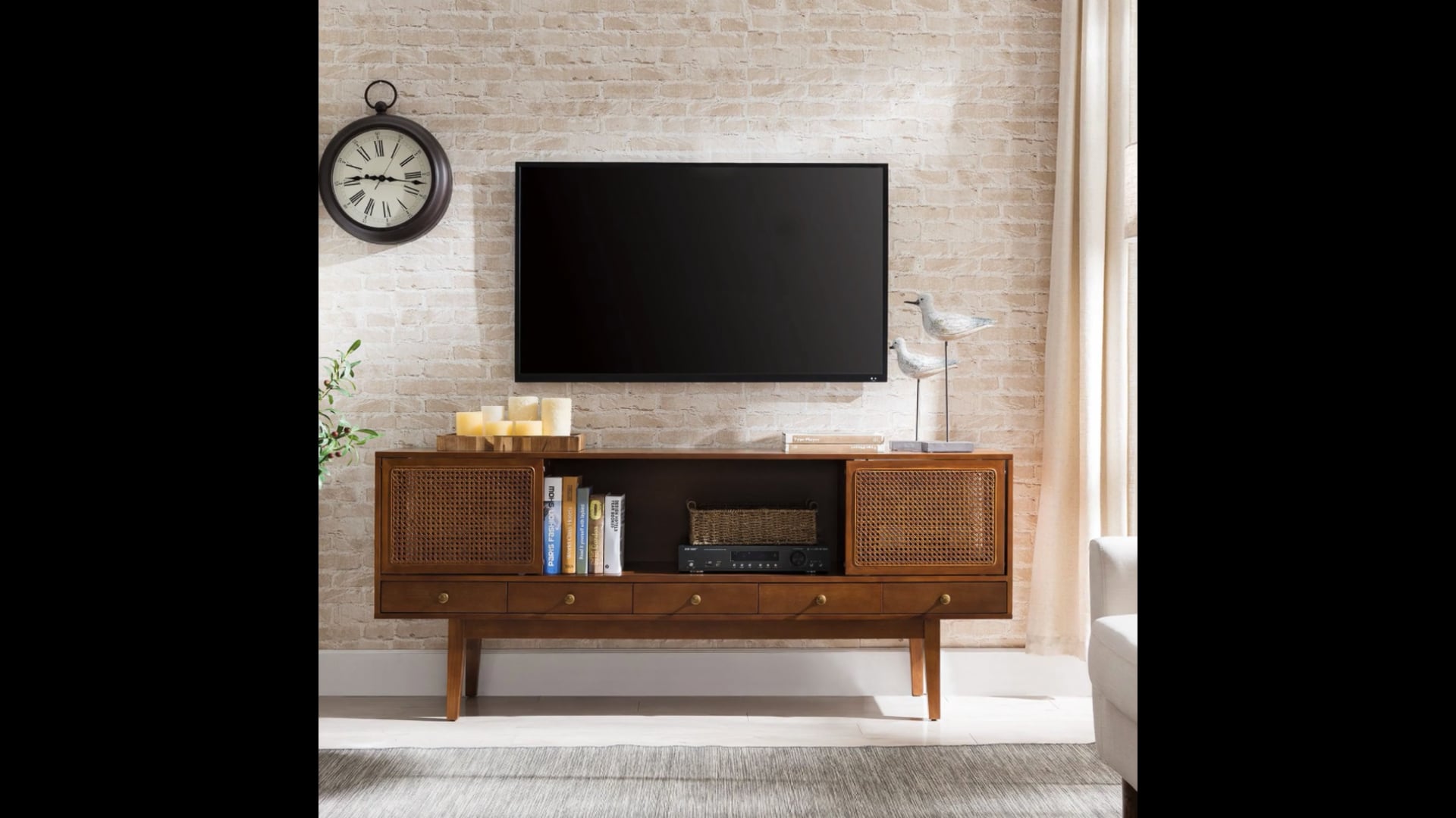 Holly & Martin Simms Midcentury Modern Media Console, Brown