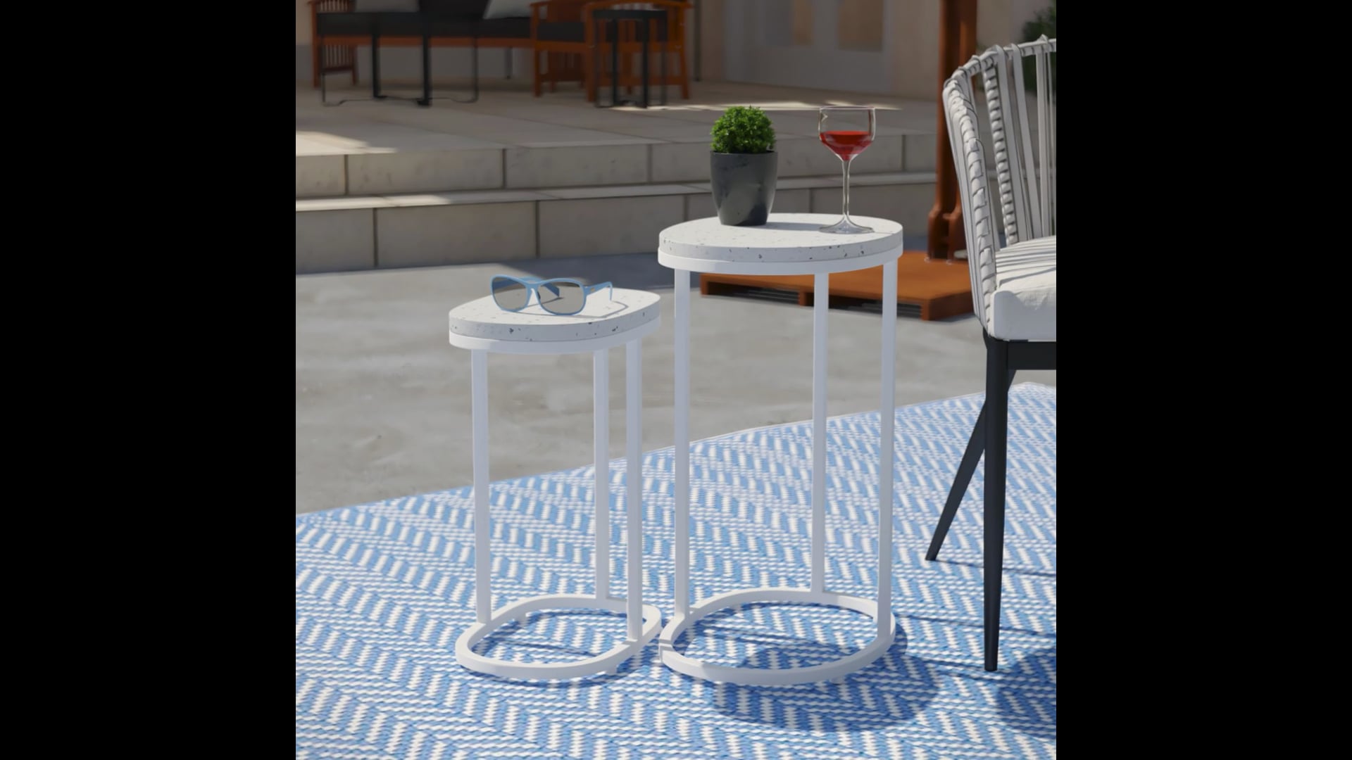 Barking Terrazzo Outdoor Nesting Tables 2Piece Set Contemporary