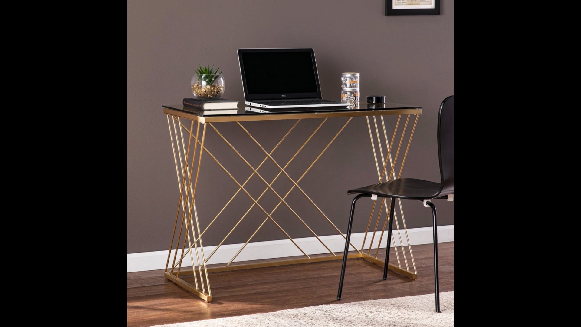 Willenhall Modern GlassTop Desk Contemporary Desks And Hutches