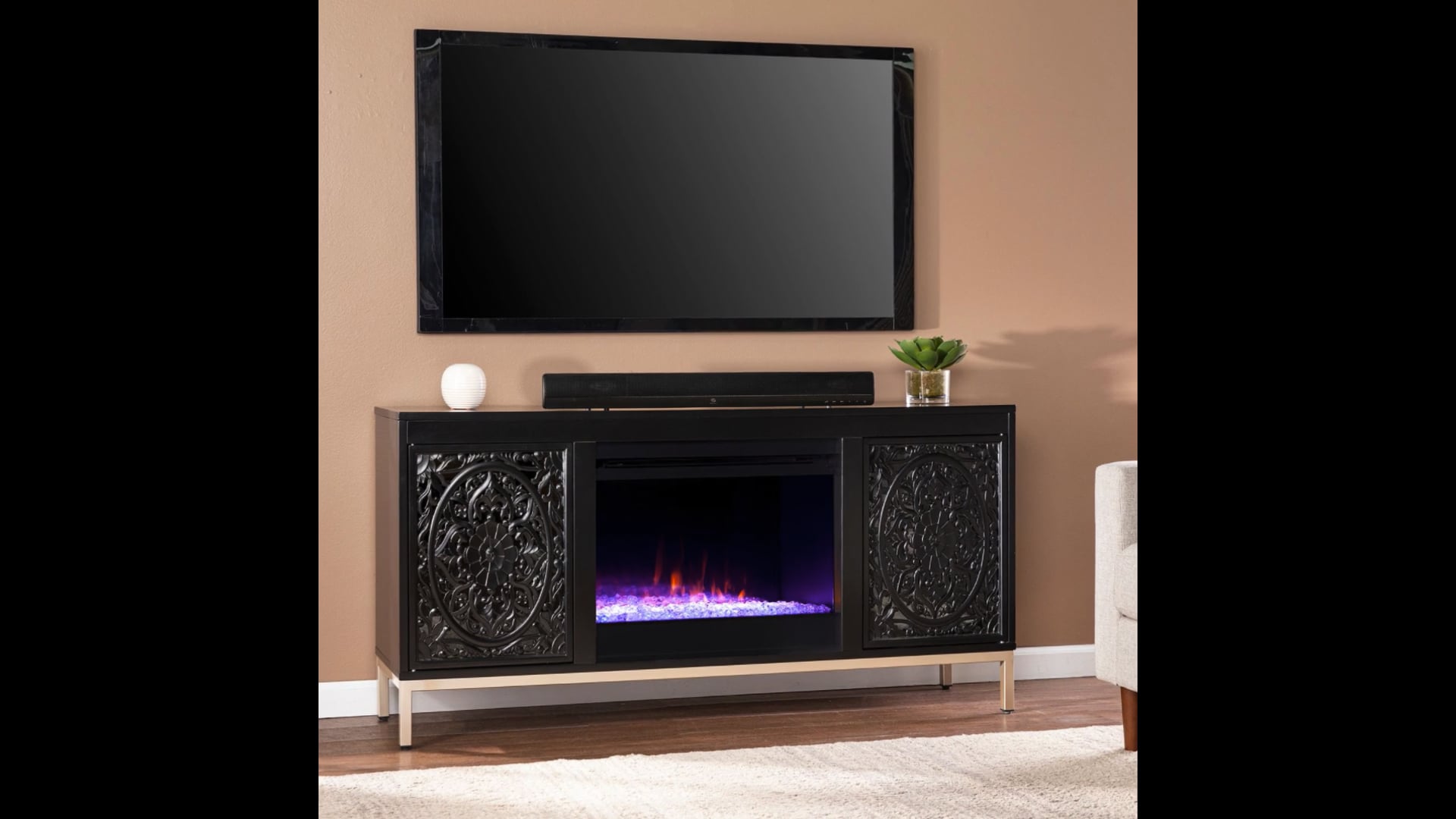 Bondville Color Changing Fireplace Console With Media Storage