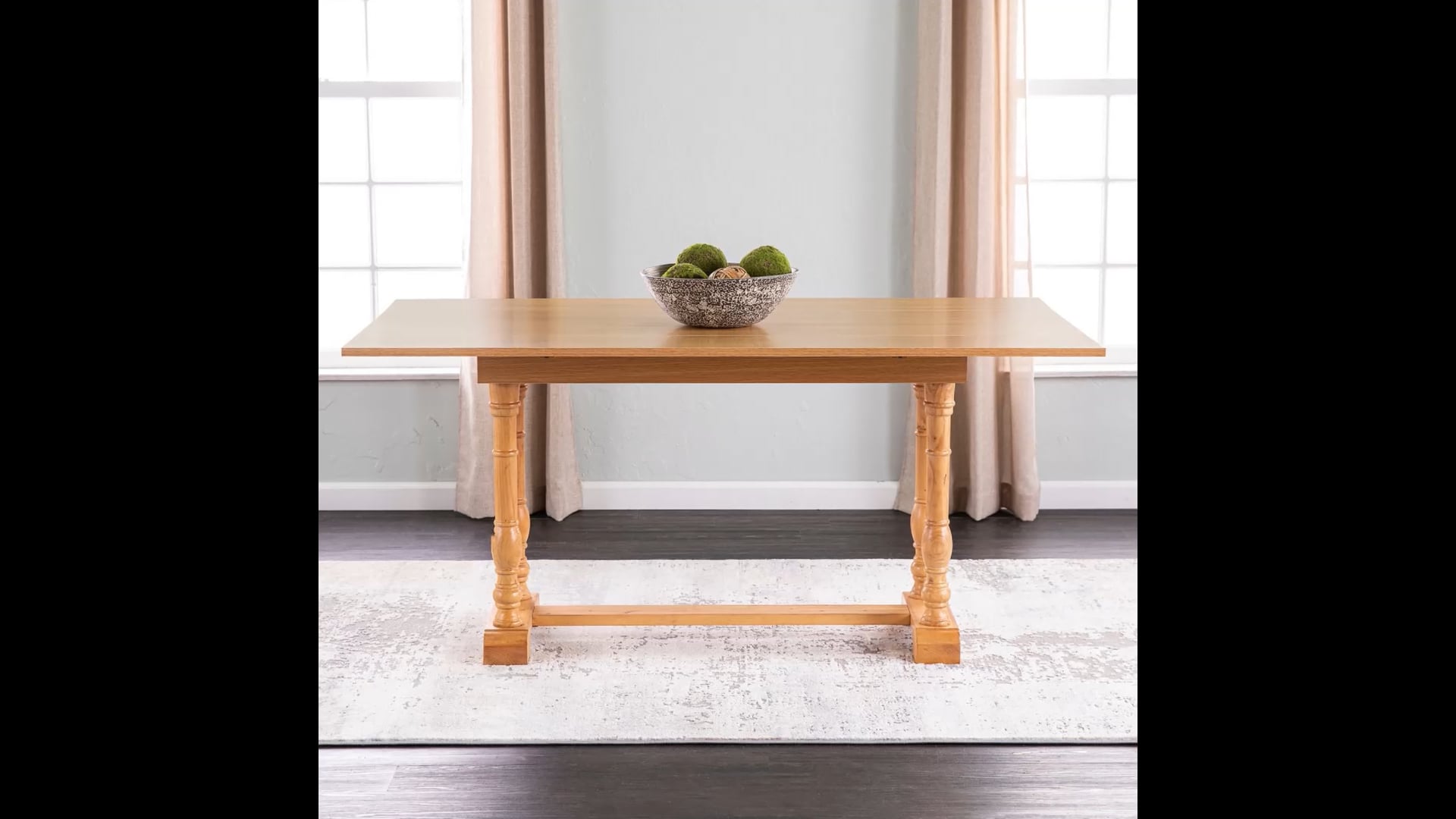 Mckenna Farmhouse Folding Trestle Console to Dining Table Natural Oak