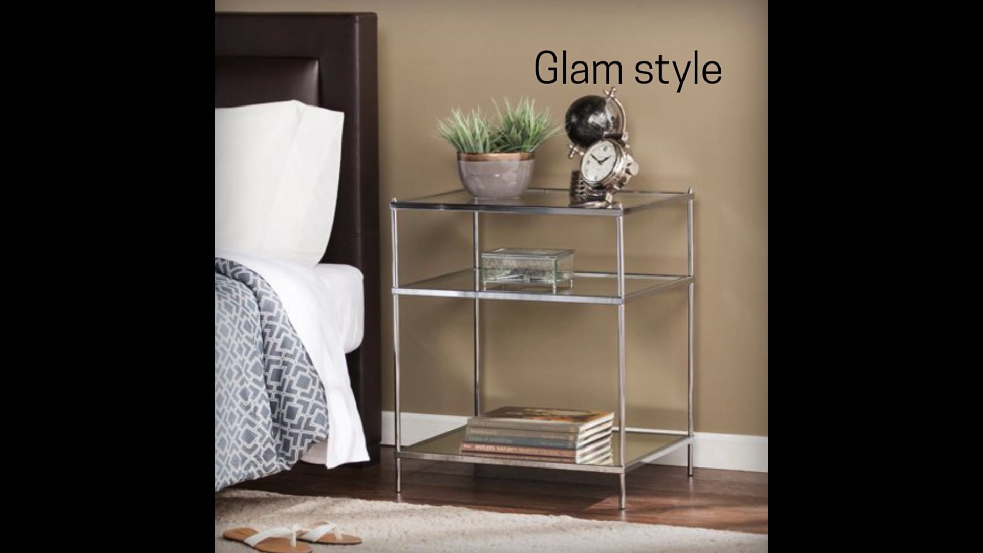Reginald Glam Mirrored Side Table, Chrome