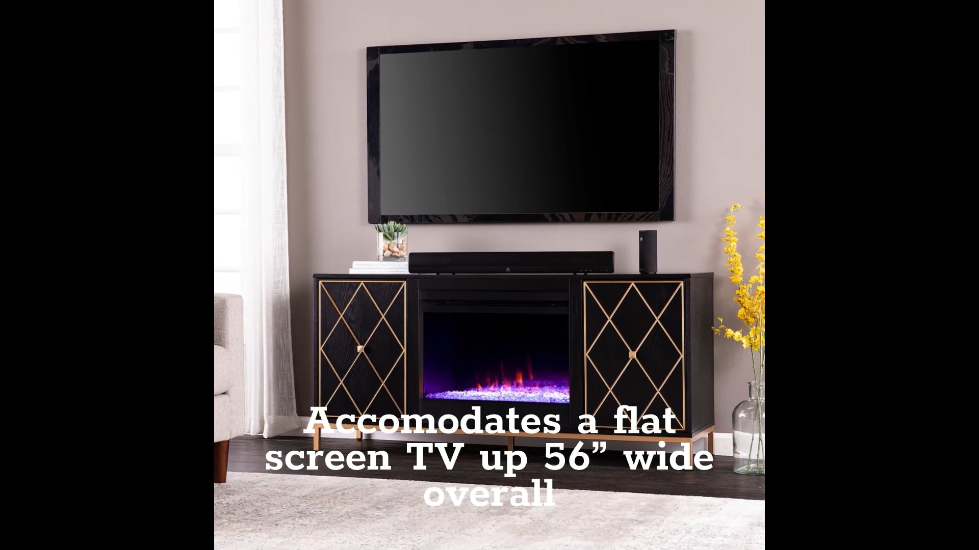 Crewe Color Changing Fireplace With Media Storage Contemporary Entertainment Centers And Tv