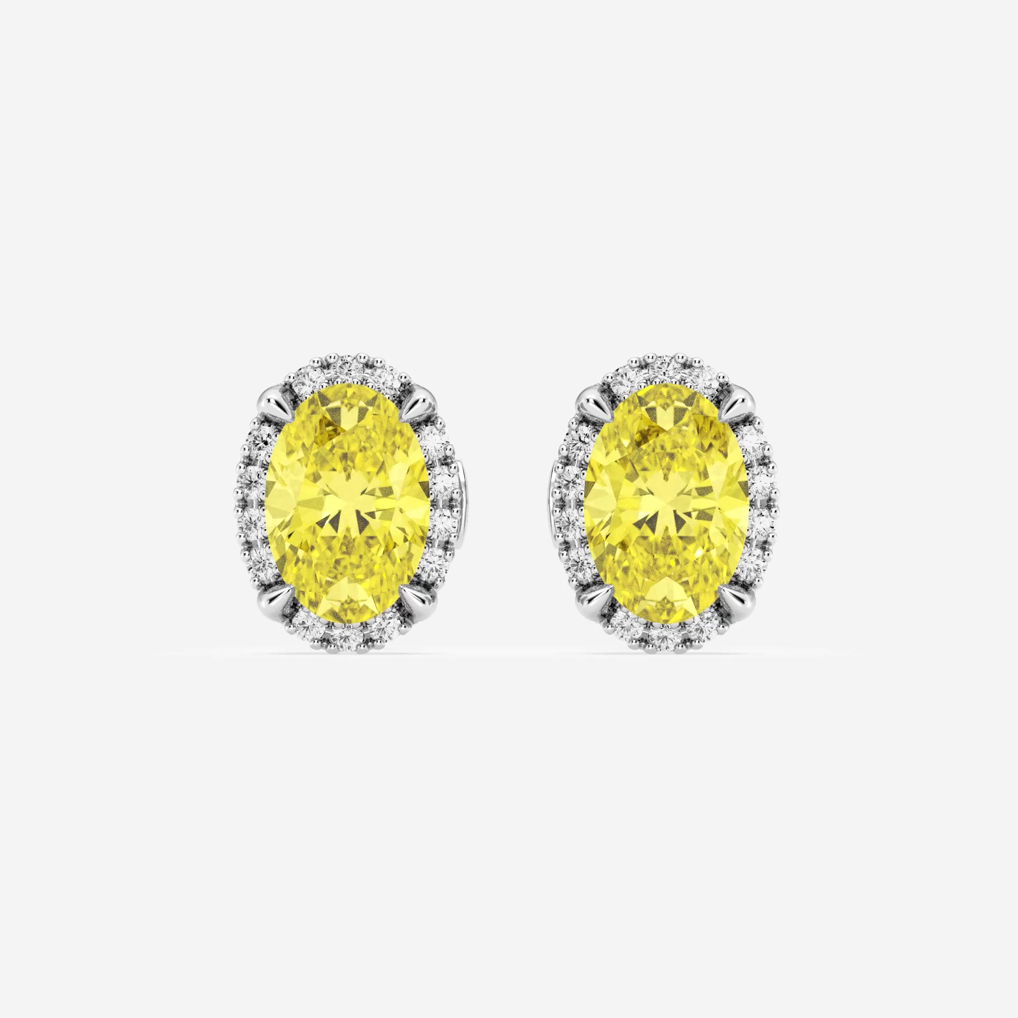 product video for 2 1/3 ctw Oval Lab Grown Diamond Fancy Yellow Shadow Halo Stud Earrings