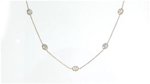 3.50 ct. t.w. CZ Station Necklace in 14kt Yellow Gold