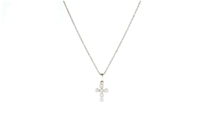 Childs 2.5-3mm Cultured Pearl Cross Pendant Necklace in 14kt Yellow Gold