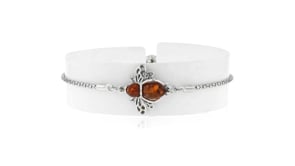 Amber Bumblebee Bolo Bracelet in Sterling Silver