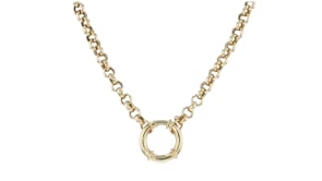 14kt Yellow Gold Rolo Chain Springring Necklace