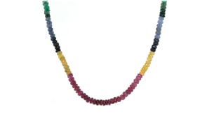 80.00 ct. t.w. Multicolored Sapphire Bead Necklace with 14kt Yellow Gold Magnetic Clasp
