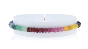 25.00 ct. t.w. Multicolored Sapphire Bead Bracelet with 14kt Yellow Gold Magnetic Clasp
