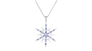 3.60 ct. t.w. Tanzanite and 1.10 ct. t.w. White Zircon Snowflake Pendant Necklace in Sterling Silver