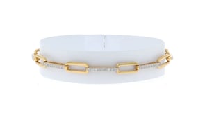 50 ct. t.w. Diamond Paper Clip Link Bracelet in 18kt Gold Over Sterling