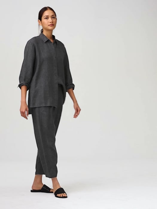 Washed Organic Linen Delave Lantern Pant | EILEEN FISHER