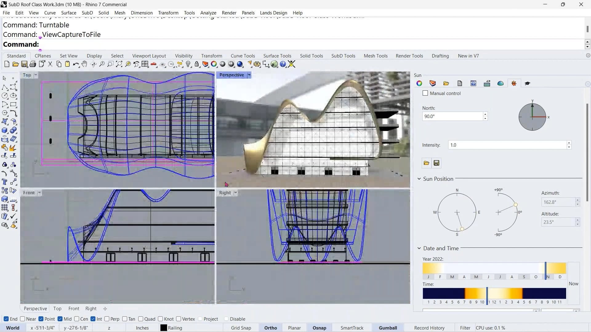 SubD Roof Tutorial for Rhino 7 Windows - Clipping Plane_SudB Roof_8 on ...