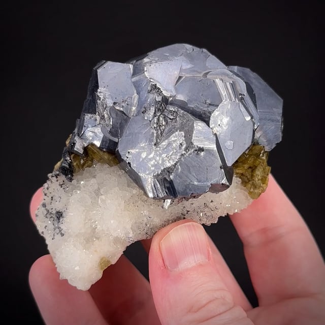 Galena With Siderite, on Quartz