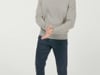 Native Spirit - Eco-friendly men's raw edge collar merino wool round neck jumper (Gravel Heather)