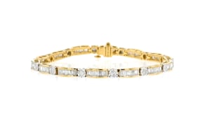 3.00 ct. t.w. Baguette and Round Diamond Bracelet in 18kt Gold Over Sterling