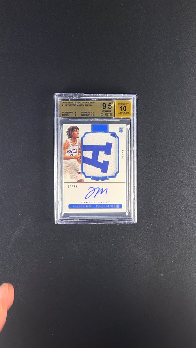 2020 National Treasures Tyrese Maxey ROOKIE PATCH AUTO /99 #114 BGS 9.5 GEM  MINT