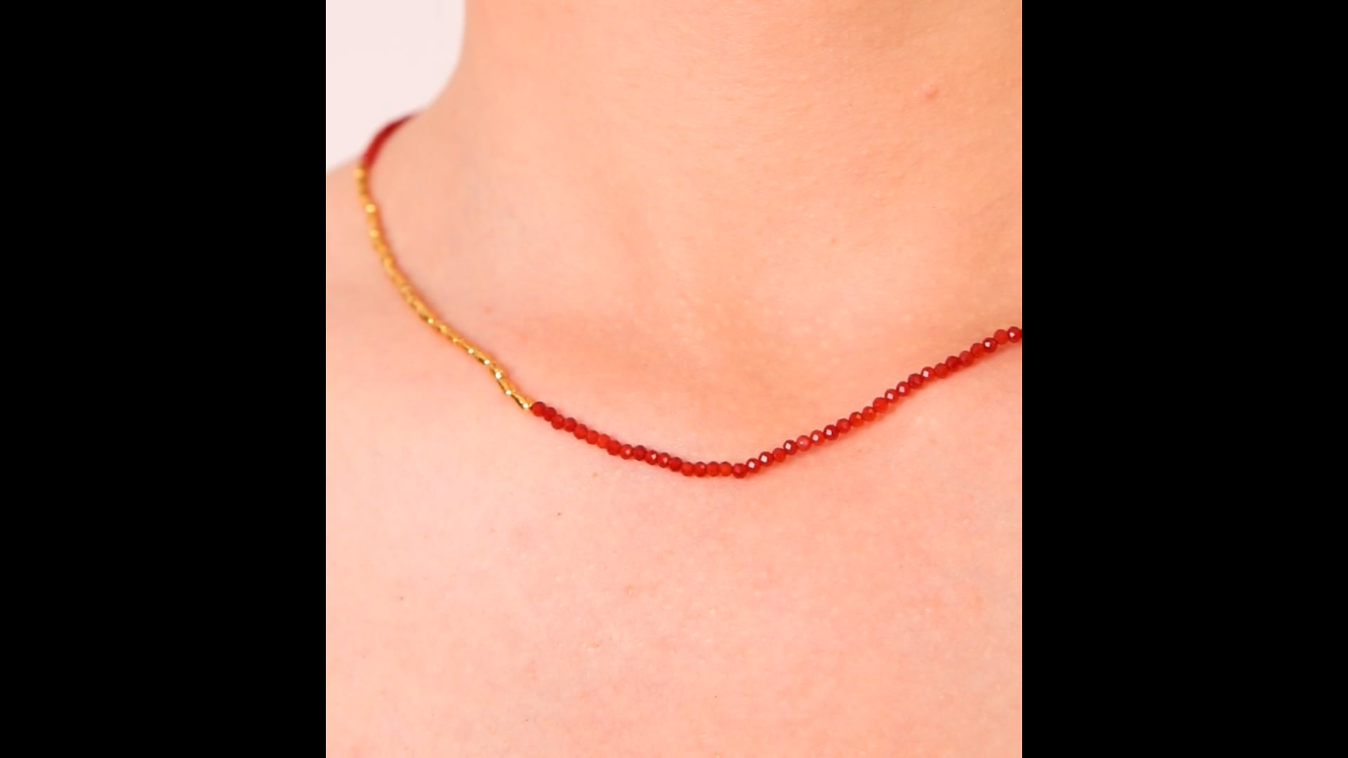 Qi: Red Chakra Triple Beaded Necklace Set - One with band of small gold  glass beads, one banded in nuggets and one with small red garnet quartz —