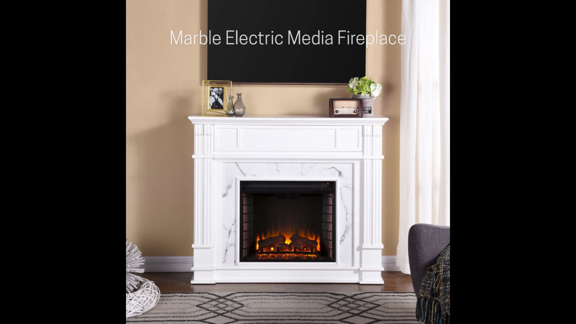 Aragon Faux Cararra Marble Media Fireplace Traditional Indoor