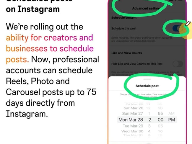 Neue Funktion für Insta & FB Postings, Reels & Carousel Posts
