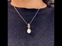 Marcasita (pirita), perla, rubí, colgante de plata 14171-1506