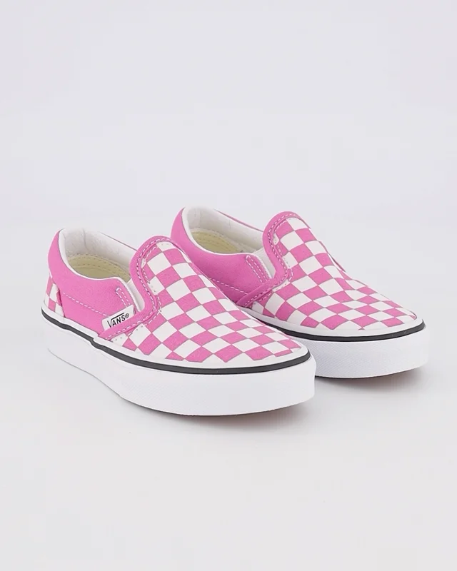 Checkered vans outlet slip ons pink