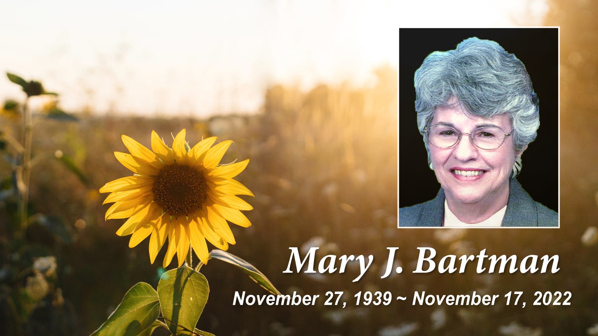 Memorial Service for Mary Bartman