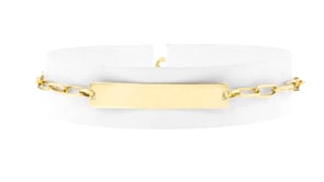 14kt Yellow Gold Paper Clip Link Personalized ID Bar Bracelet