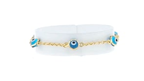 Childs 14kt Yellow Gold Evil Eye Station Bracelet