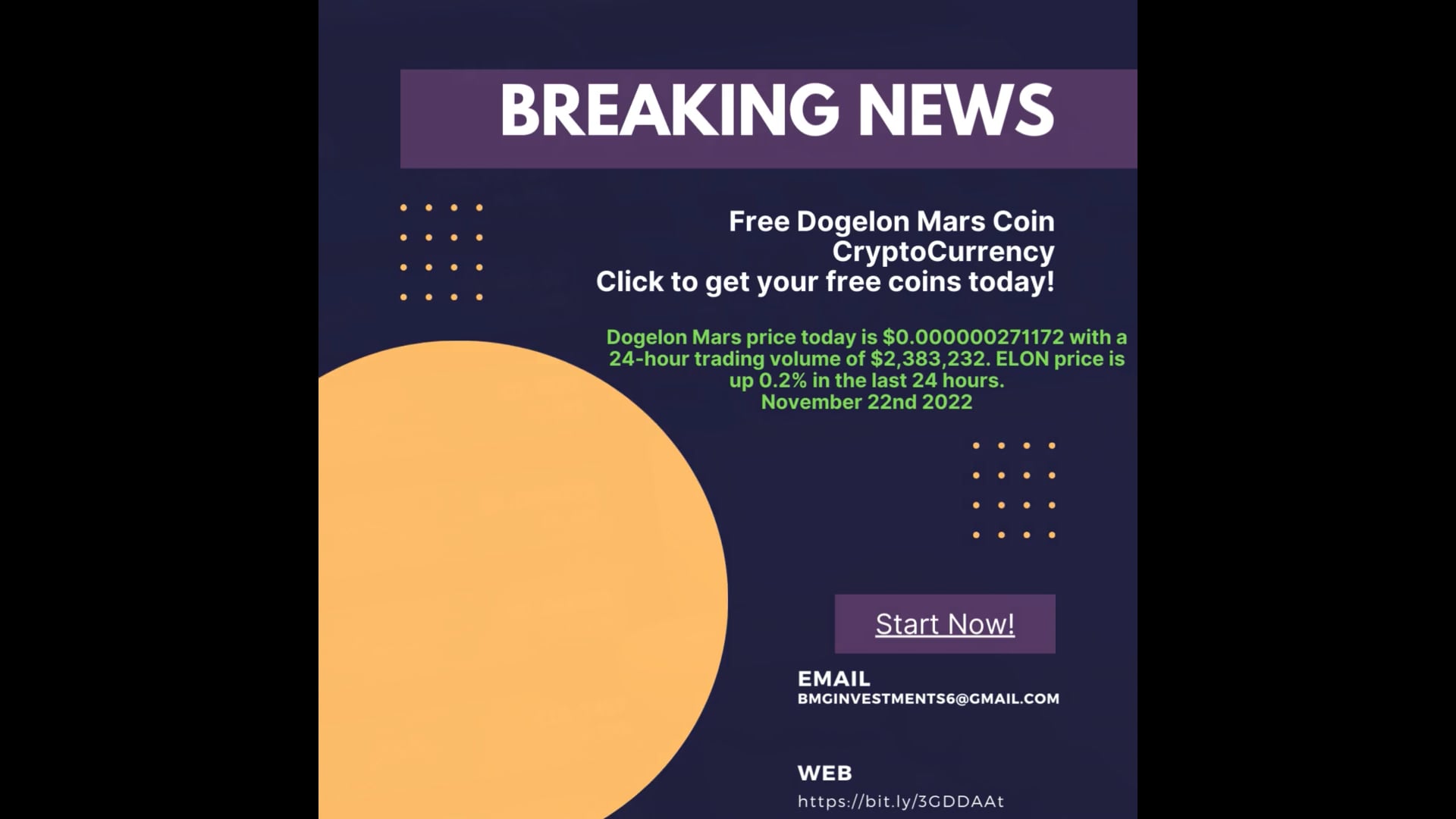 Free Cryptocurrency Dogelon Mars Coin
