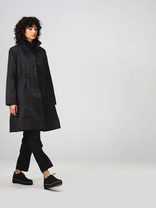 Cotton Nylon Stand Collar Coat | EILEEN FISHER