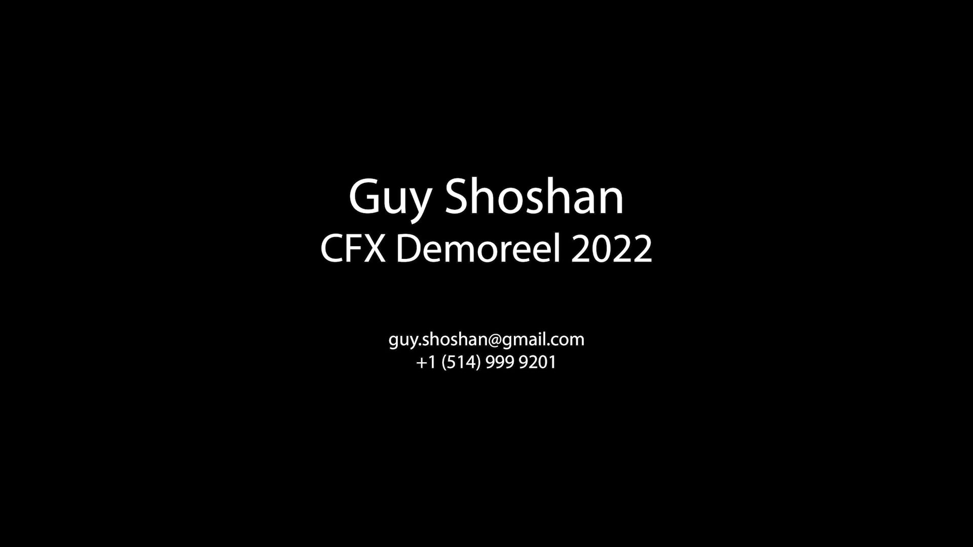 Guy Shoshan CFX Demoreel 2022