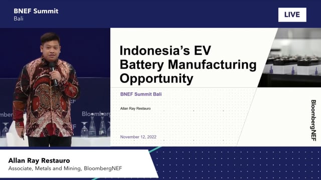 Watch "<h3>BNEF Talk: Indonesia’s EV Battery Manufacturing Opportunity</h3>
Allan Ray Restauro, Associate, Metals and Mining, BloombergNEF"