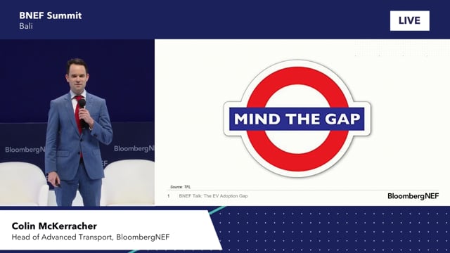 Watch "<h3>BNEF Talk: The Growing EV Adoption Gap</h3>
Colin McKerracher, Head of Advanced Transport, BloombergNEF"
