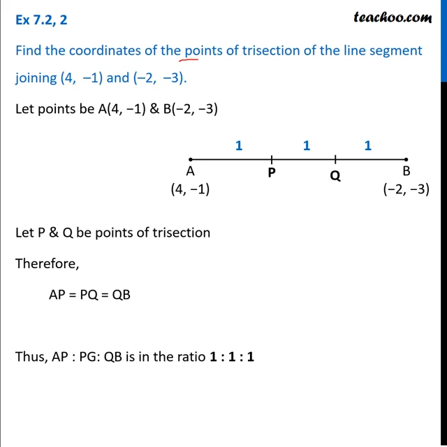 Ex 7.2, 2 - Find coordinates of points of trisection - Ex 7.2