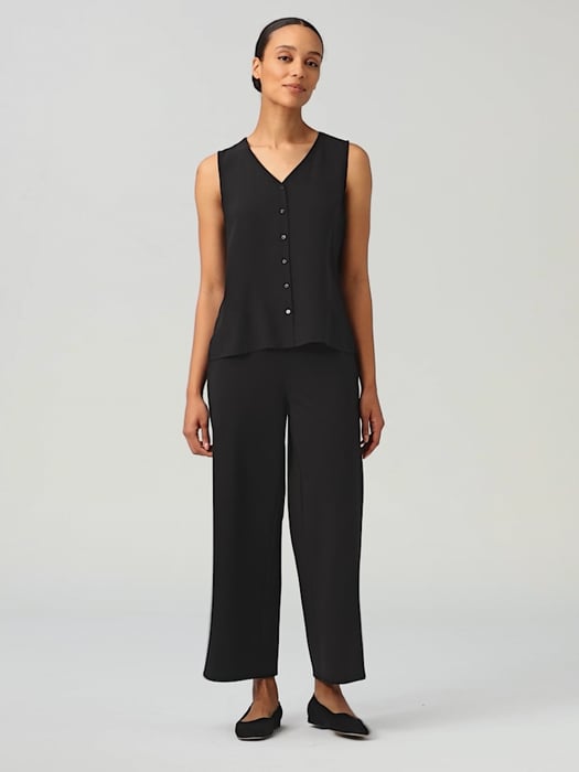 Silk Georgette Crepe V-Neck Top | EILEEN FISHER