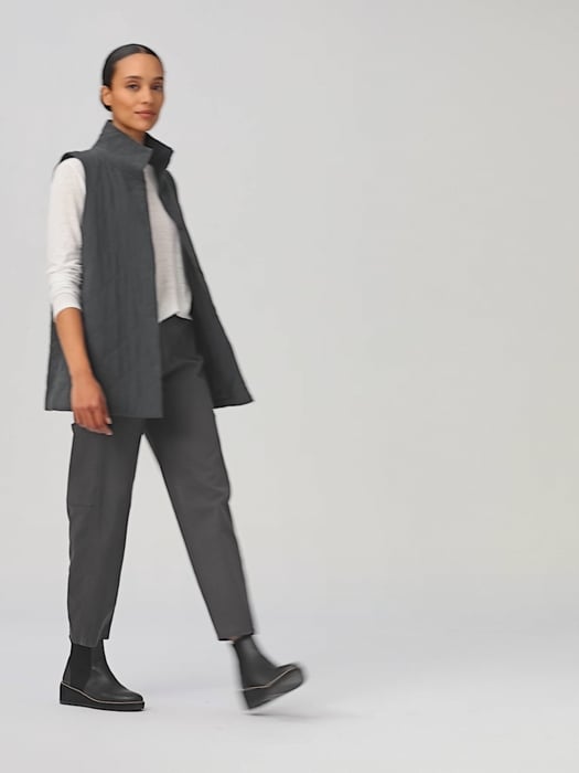 Organic Linen Cotton Crepe Quilted Vest | EILEEN FISHER Organic Linen Cotton Crepe Quilted Vest | EILEEN FISHER
