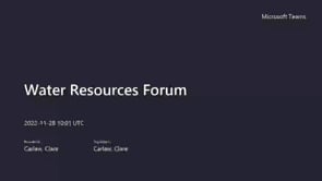 Recording of Water resources Forum Webinar
