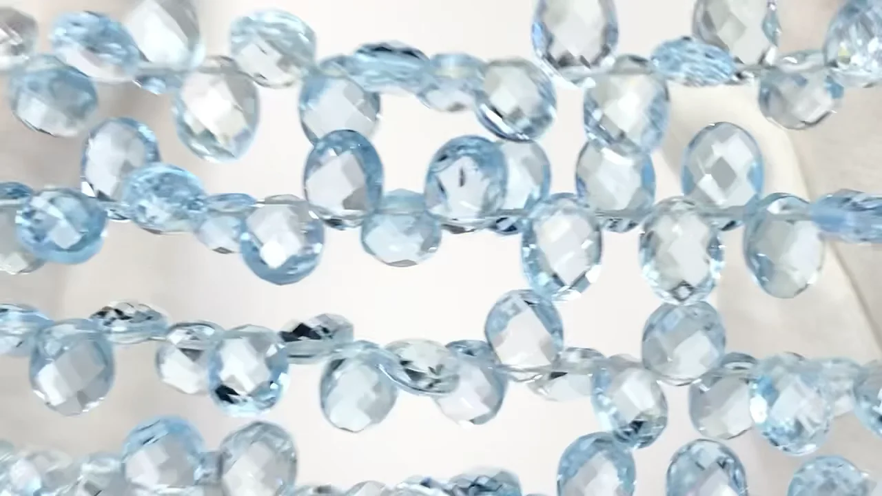 スカイブルートパーズ 横穴オーバルカット8×6×4mm 1連（約17cm