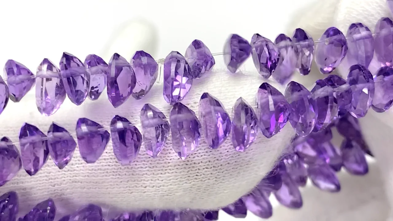 アメジスト（紫水晶） オーバルファセットカット7×5×3mm 1/4連～1連