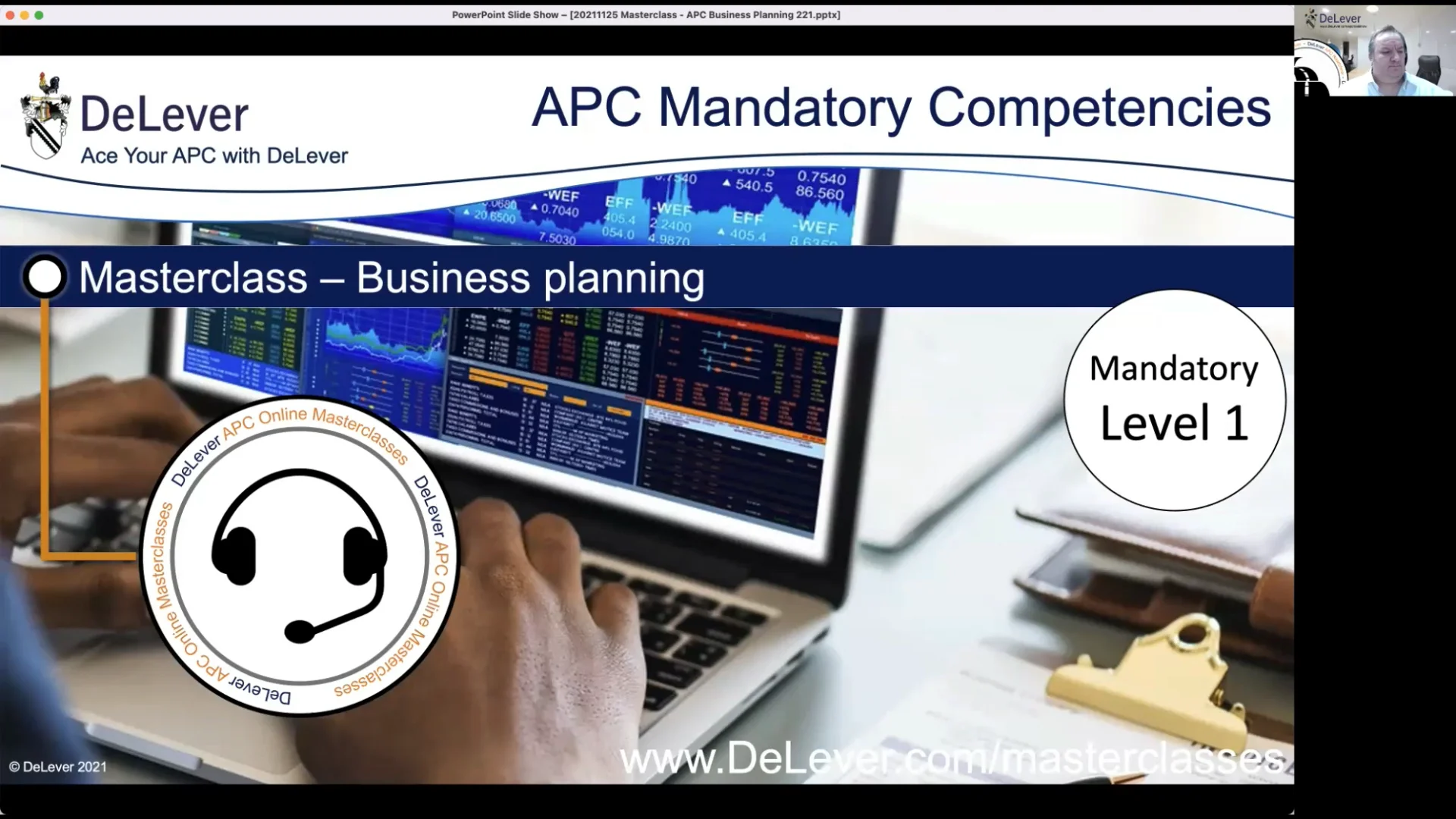 Watch DeLever APC Masterclass Mandatory Competency Business Planning